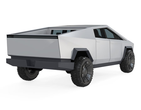 Electric Pickup Truck Isolatedの写真素材