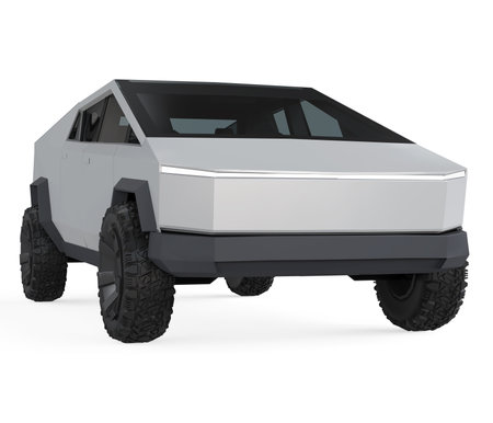 Electric Pickup Truck Isolatedの写真素材