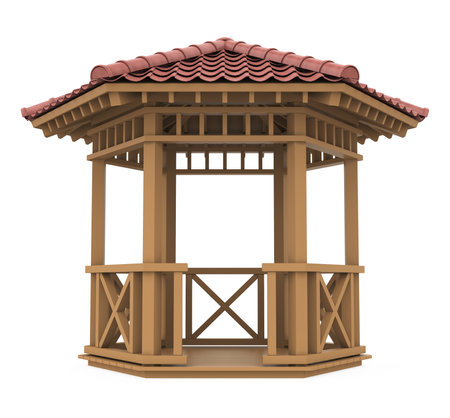 Wooden Gazebo Isolatedの写真素材