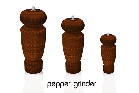 brown pepper grinder on white backgroundの写真素材