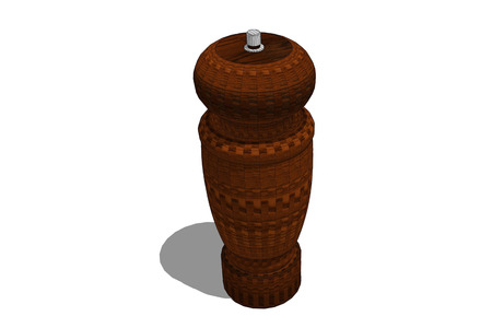 brown pepper grinder shadow on white backgroundの写真素材