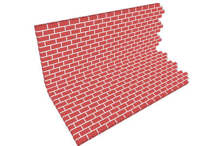 Brick wall red on white	Backgroundsの写真素材