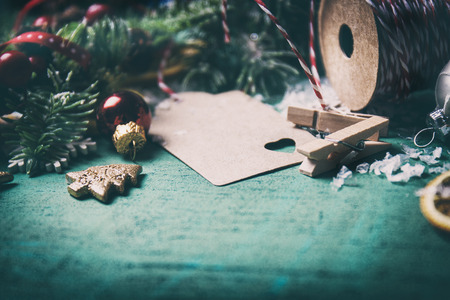 Christmas concept, christmas decoration, closeup, toned, with place for textの写真素材