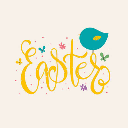 Vector picture of ornamental word Easter with colorful letters.のイラスト素材