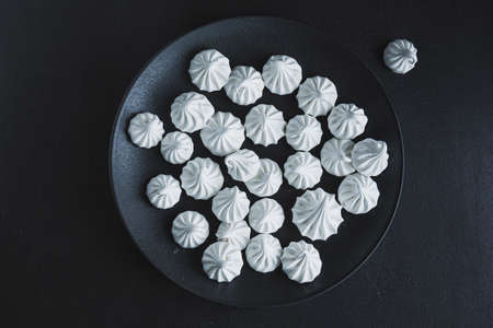 Closeup of homemade white merengue baiser.の写真素材