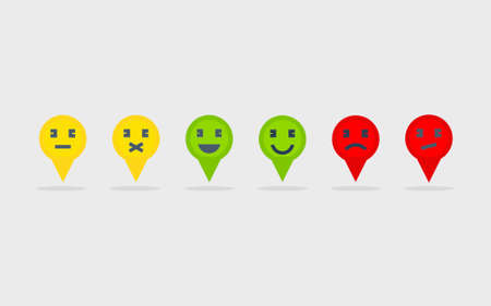 Colored map pins with smiles. Vector illustration.のイラスト素材