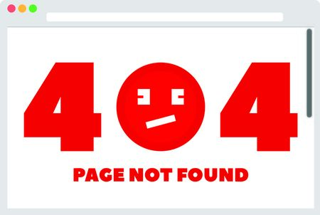 File browser with red 404 error and emoticon. Vector illustration