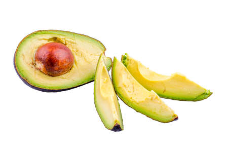 Cut avocado isolated on a white background