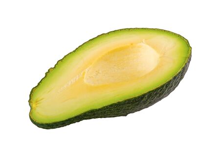 Half of cut avocado isolated on a white background