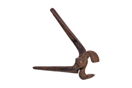 Old cutting pliers isolated on a white backgroundの写真素材