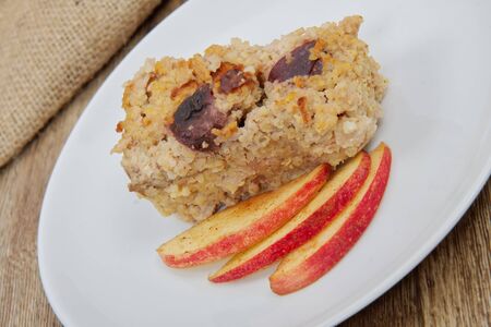 Detail of millet pudding with applesの写真素材