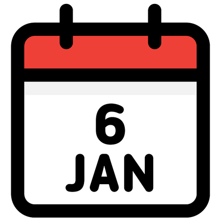 6. January - Calendar Icon - Vector Illustration - Vectorのイラスト素材