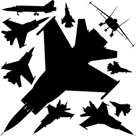 Military Airplanes Silhouettesのイラスト素材