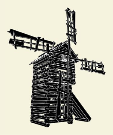 Wooden Windmill のイラスト素材
