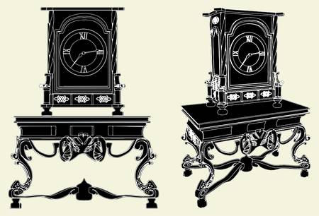 Antique Clock Standing On The Vintage Tableのイラスト素材