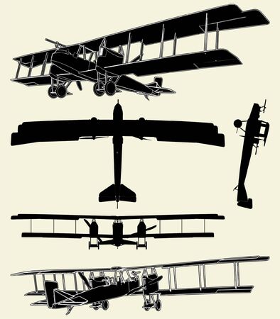 Antique Military Propeller Biplanesのイラスト素材
