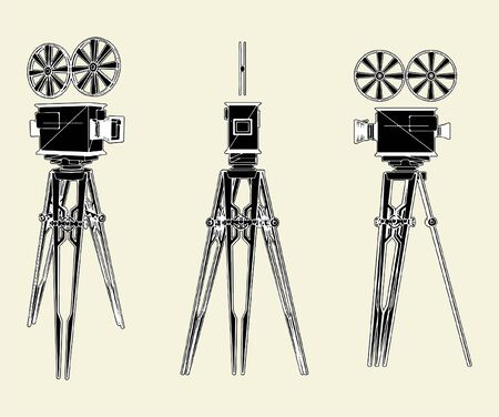 Antique Movie Stand Cameraのイラスト素材