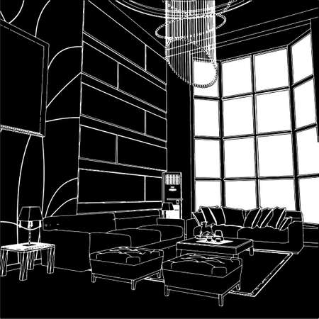 Modern Living Room Interiorのイラスト素材