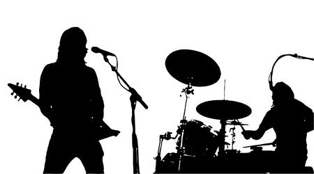 Guitarist And Drumer Musician Silhouettesのイラスト素材