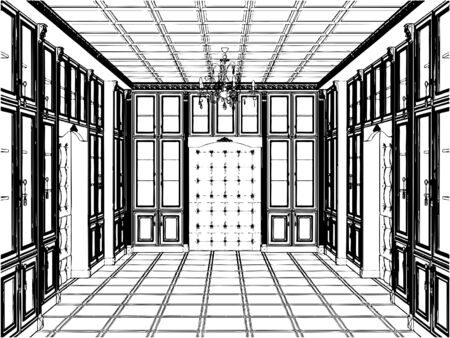 Antique Bookcase Roomのイラスト素材