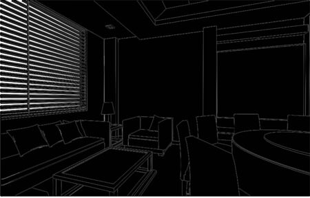 Modern Living And Dining Roomのイラスト素材