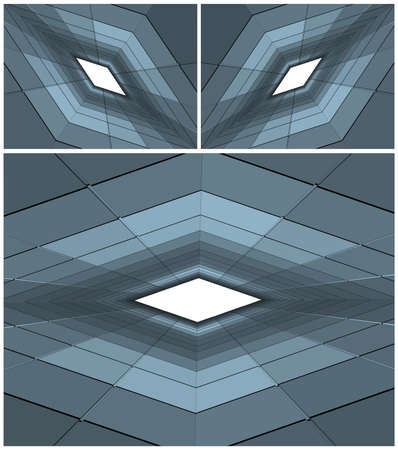 Three Abstract Tunnels Construction In Shape of Faceのイラスト素材
