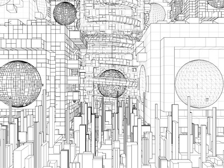 Futuristic Megalopolis City Structure Vectorのイラスト素材