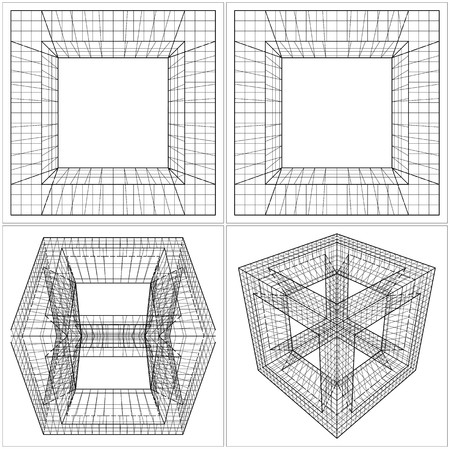 Geometric Sliced Cube Box Vectorのイラスト素材