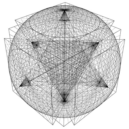 Geometric Intersection Of Sphere And Six Pyramids Vectorのイラスト素材