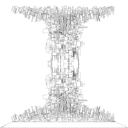 Futuristic Megalopolis City Of Skyscrapers Vectorのイラスト素材