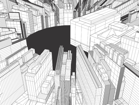 Urban City Of Skyscrapers Vectorのイラスト素材