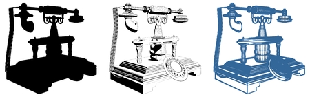 Retro Phone Isolated On White Vector.のイラスト素材