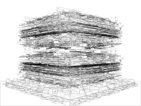 Abstract Construction Structure Shapes And Forms Isolated Illustration On White Background Vectorのイラスト素材