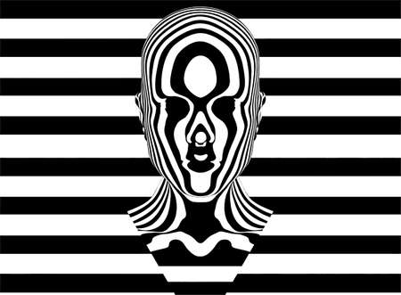 Zebra Woman Made Of Black And White Stripes Vector. The Woman's Head Looks Like It's On Her Rorschach's Mask from Watchmen.のイラスト素材