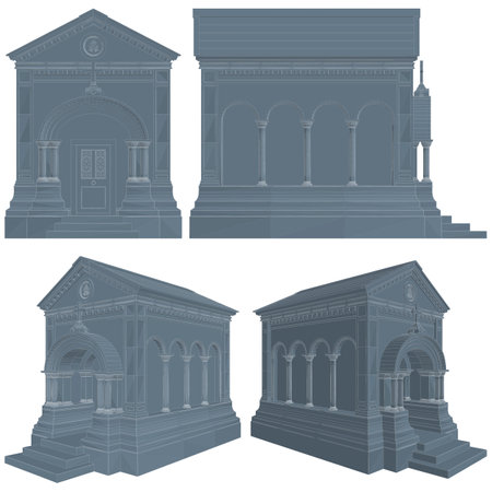 Mausoleum Grave Vector. Illustration Isolated On White Background. A vector illustration Of A Mausoleum.のイラスト素材