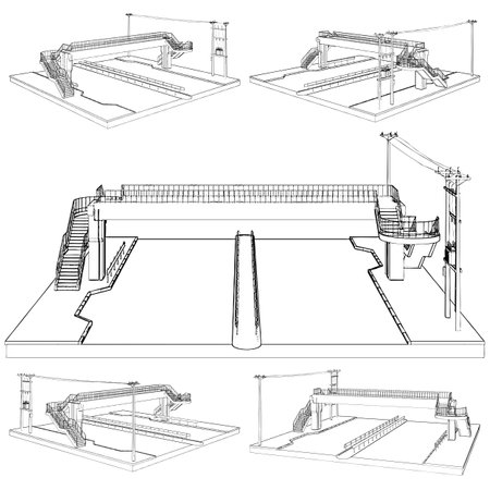 Footbridge Vector. Illustration Isolated On White Background. A vector illustration Of A pedestrian's Bridge.のイラスト素材