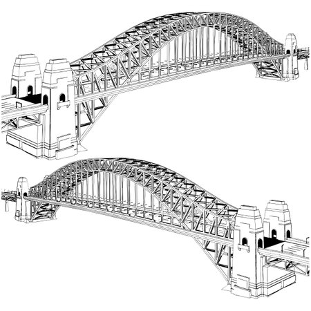 Arch Bridge Construction Structure Vector. Illustration Isolated On White Background. A vector illustration Of A Bridge.のイラスト素材
