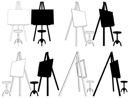 Easel Stand For Painting Vector. Illustration Isolated On White Background. A Vector Illustration Of Easel.のイラスト素材