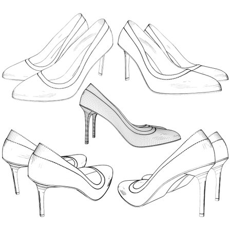 High Heels Shoes Vector. Illustration On White Background. A vector illustration Of A Womanâs Shoes.のイラスト素材