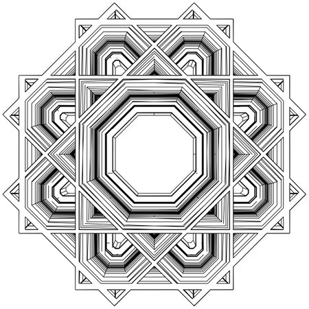 Abstract Octagonal Table And Floor Inlay Pattern Vector. Pattern With Geometry Elements In the Form Of a Mandala. Vector Illustration For Decoration.のイラスト素材