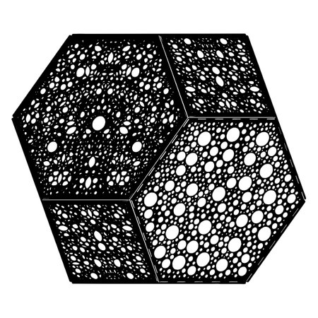 Perforated Polyhedron With Hexagon And Square Sides Solid Shape Vector. Illustration Isolated On White Background. A Vector Illustration Of Geometric Shape. Platonic Solids. Geoのイラスト素材