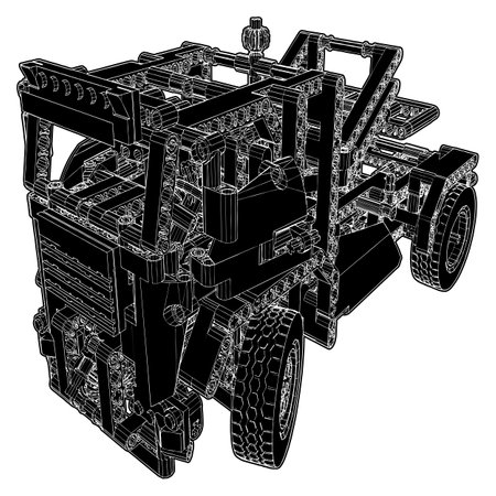 Truck Made By Blocks Vector. Toy Building Block, Bricks For Children. Vector Isometric Illustration. Bricks Isolated On White Background.のイラスト素材