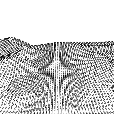 Abstract 3d wireframe landscape. Perspective grid. Vector illustration.のイラスト素材
