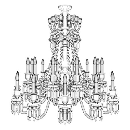 Luster Chandelier Detail Vector. Illustration Isolated On White Background. A vector illustration Of A Chandelier Detail.のイラスト素材