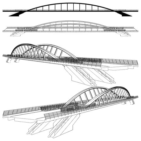 Arch Bridge Construction Structure Vector. Illustration Isolated On White Background. A vector illustration Of A Bridge.のイラスト素材