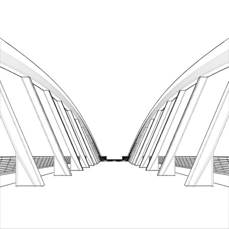 Arch Bridge Construction Structure Vector. Illustration Isolated On White Background. A vector illustration Of A Bridge.のイラスト素材