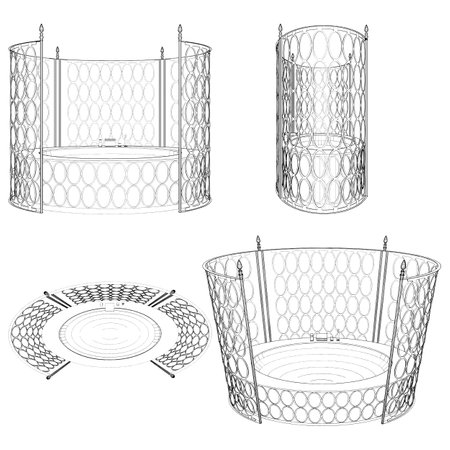 Bathroom Tub With Metal Fence Vector. Illustration Isolated On White Background. A vector illustration Of An Modern Bathroom Tub.のイラスト素材