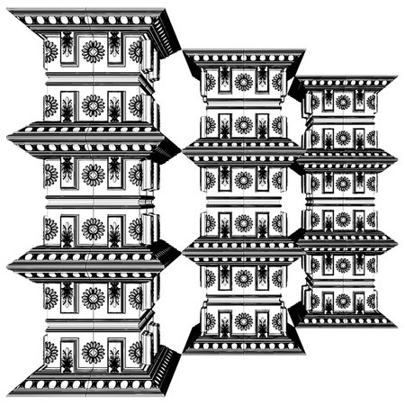 Antique Pillar Vector 05. Illustration Isolated On White Background. Classic Pylon Pillar Texture Pattern Background.のイラスト素材