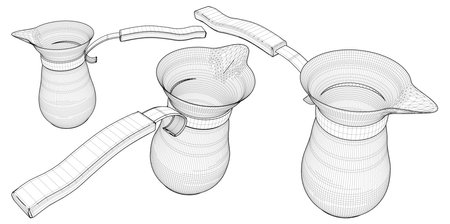 Turkish Coffee Pot Maker Vector. Illustration Isolated On White Background. A vector illustration Of An Turkish Coffee Pot.のイラスト素材