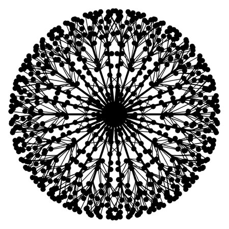 DNA Molecule Fractal Network Structure Silhouette Vector. Abstract DNA string network connection, isolated on white background. Technology and Connectivity Concept.のイラスト素材